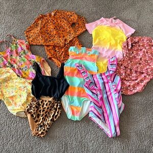 8 Colorful Kids One Piece Swimsuits YOUTH LARGE size 10-12